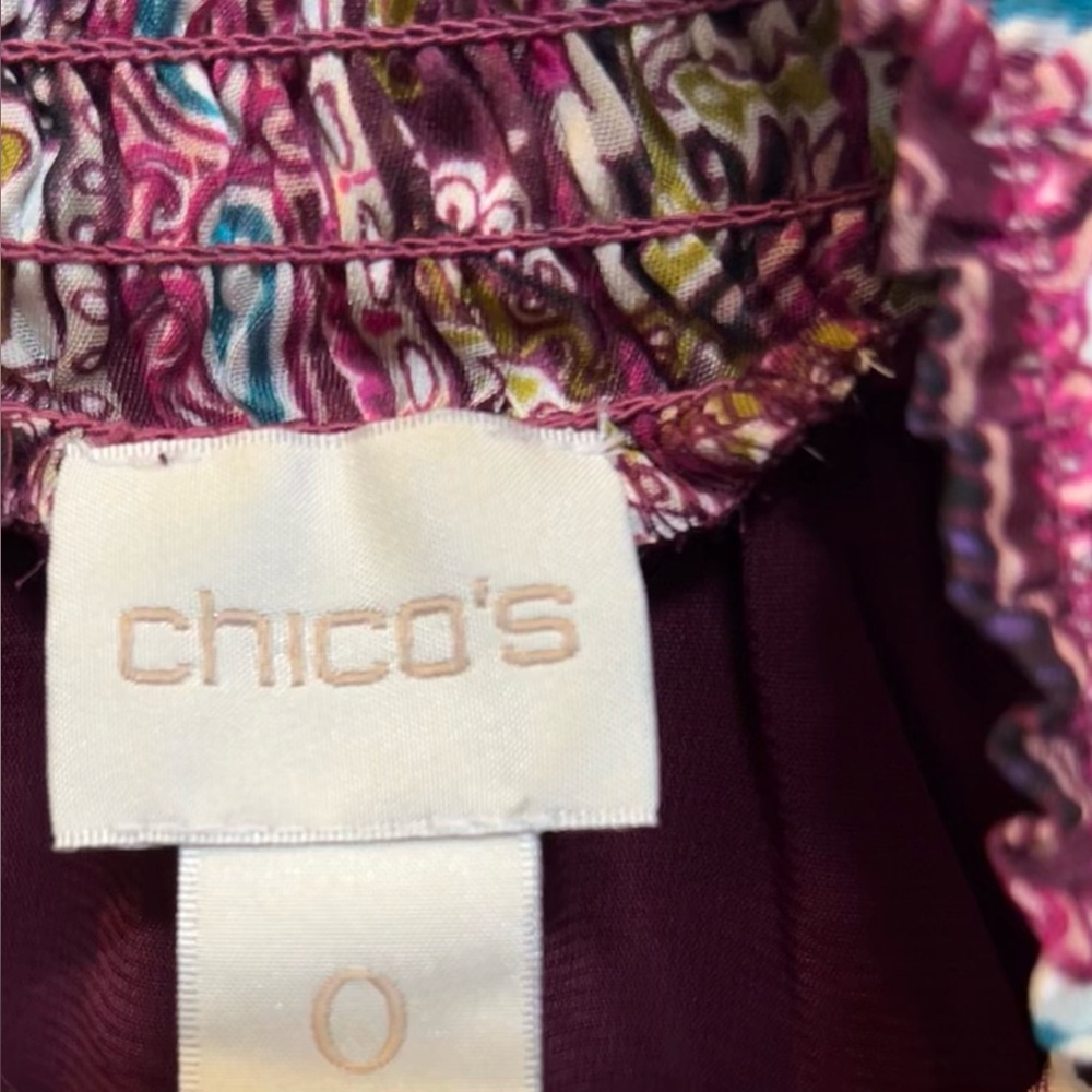 Chico’s Blouse Purple Long Sleeve Top 0 Fits Flowy - Picture 9 of 11